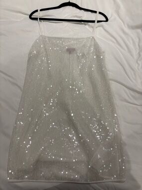 STAUD White Sequin Mini Dress